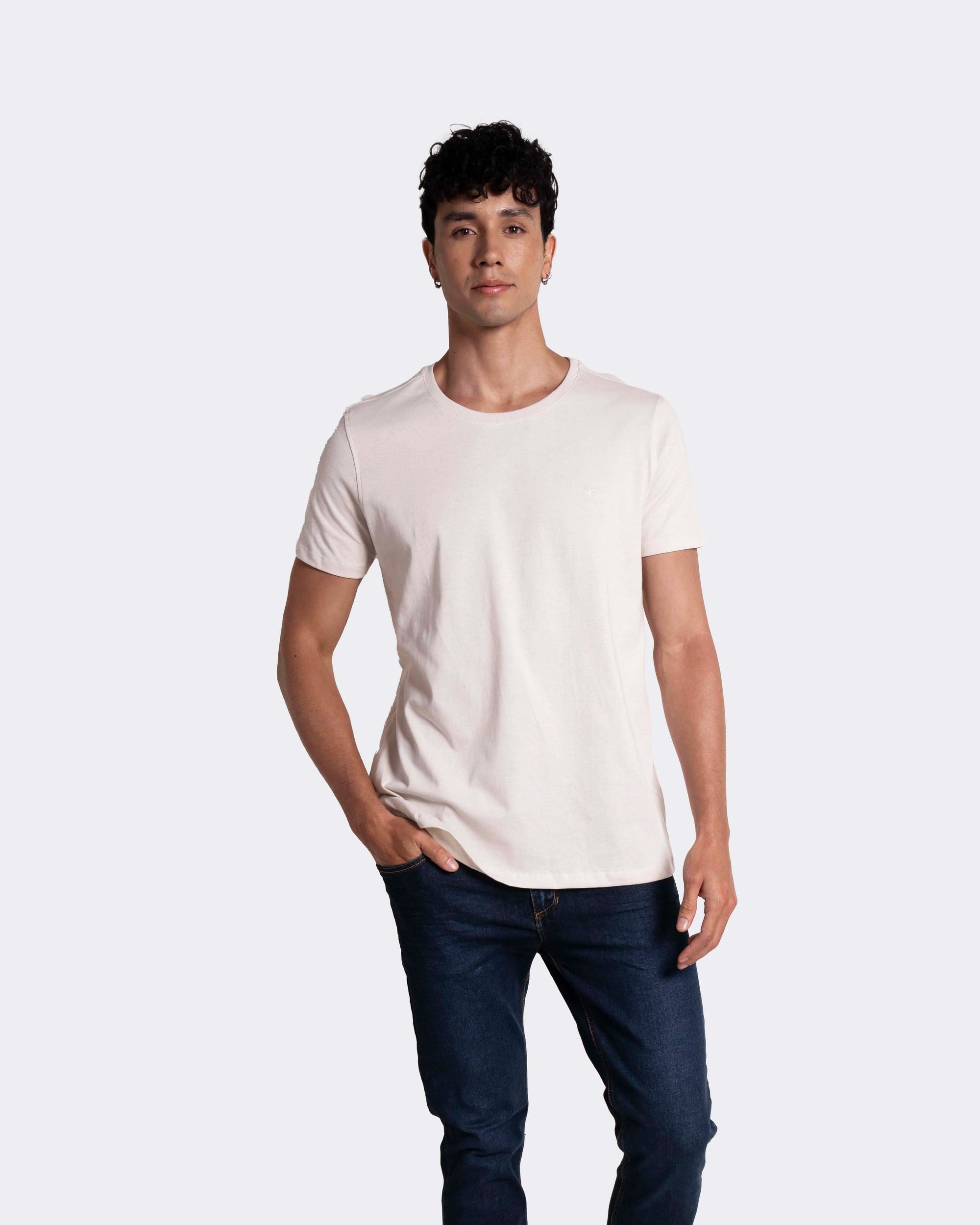 Camiseta básica para hombre manga corta cuello redondo