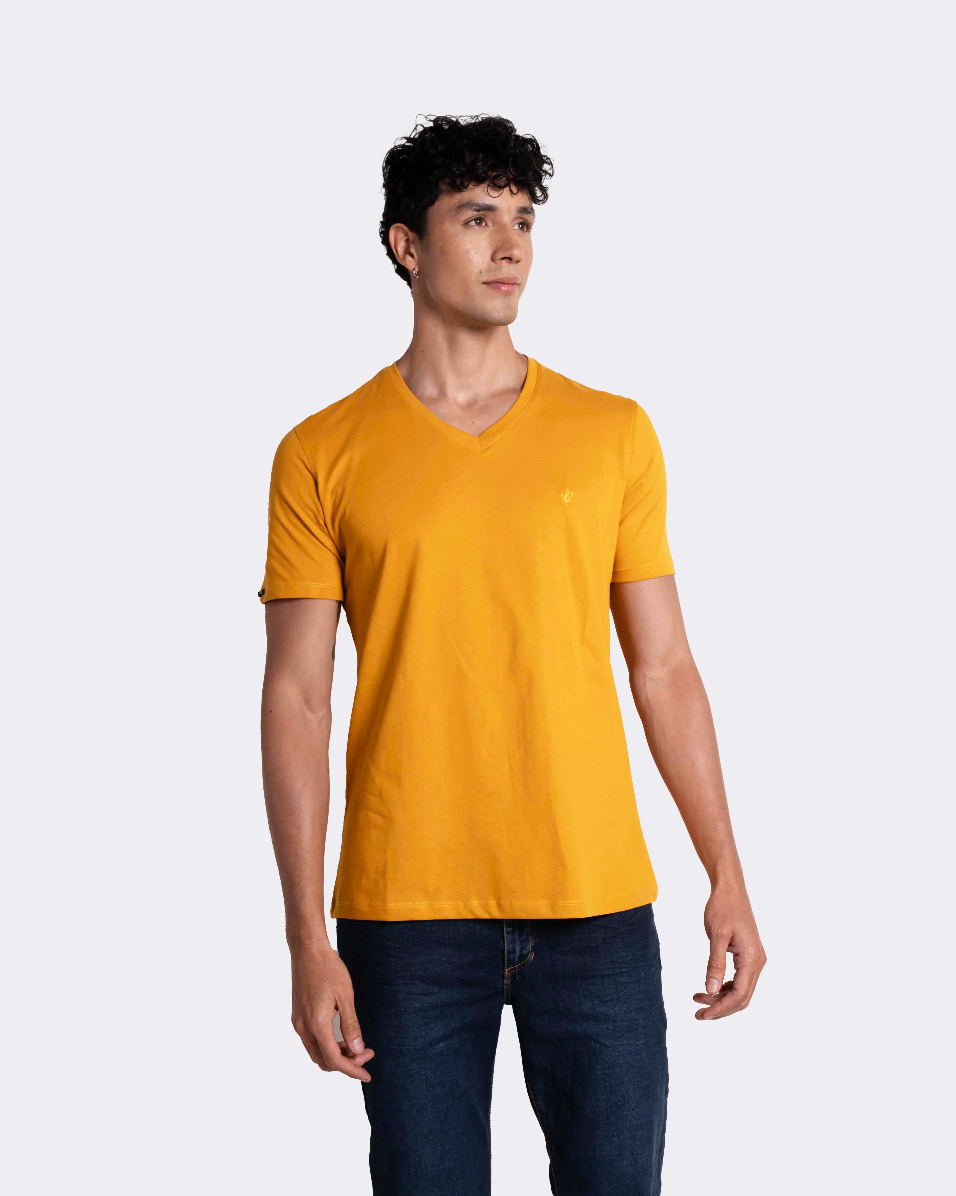 Camiseta básica para hombre manga corta cuello V