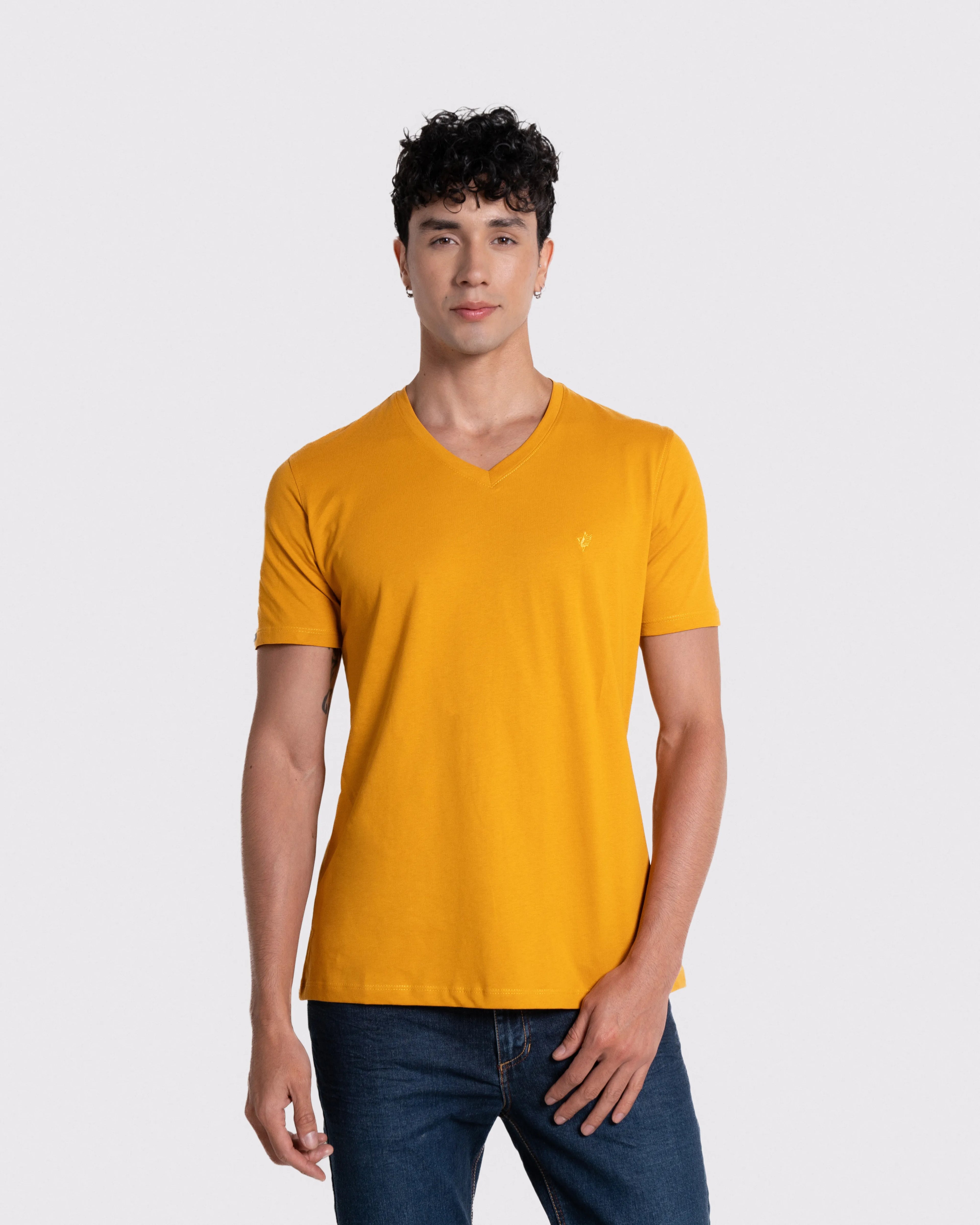 Camiseta básica para hombre manga corta cuello V