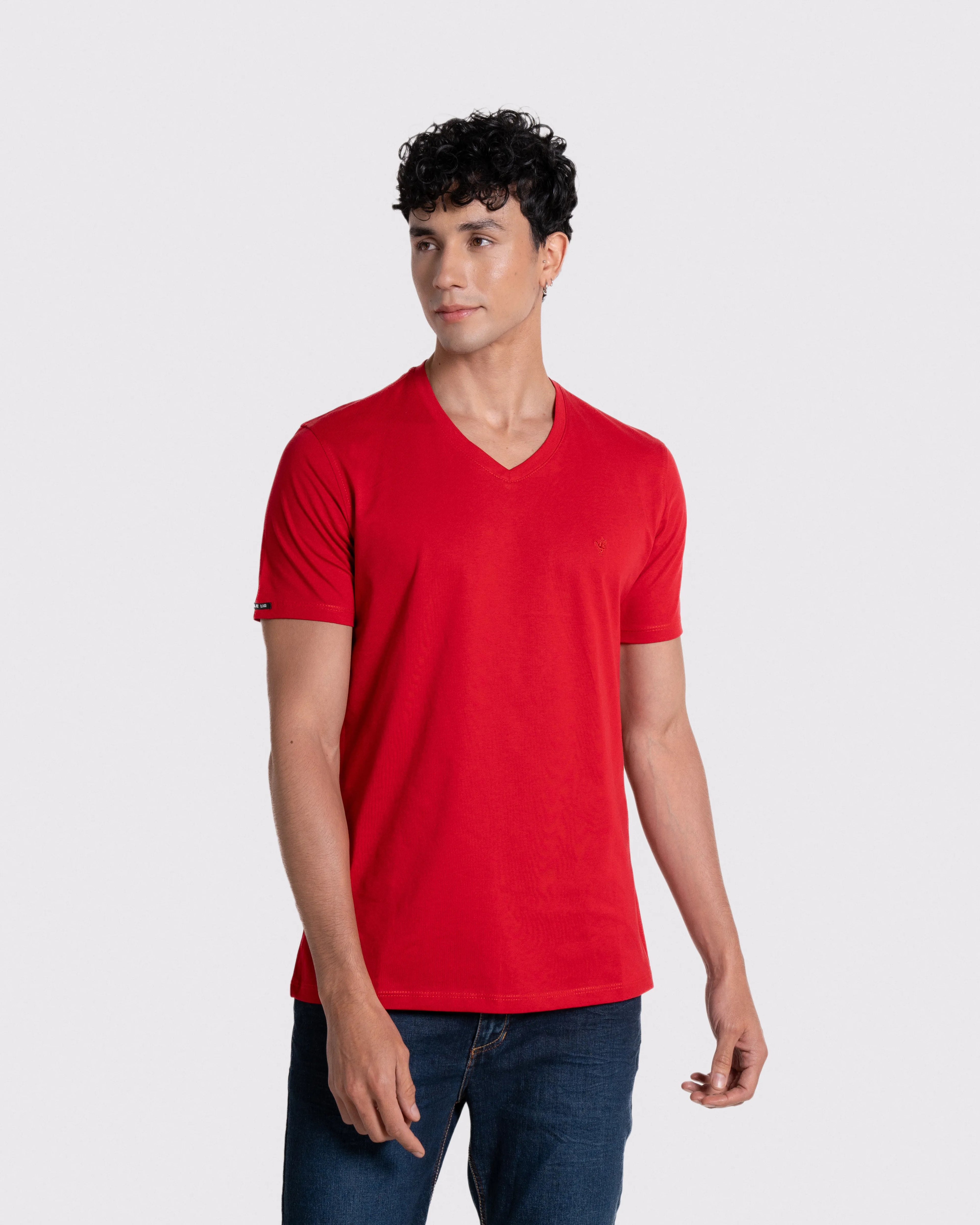 Camiseta básica para hombre manga corta cuello V