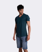 Camiseta básica para hombre manga corta cuello V
