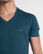 Camiseta básica para hombre manga corta cuello V