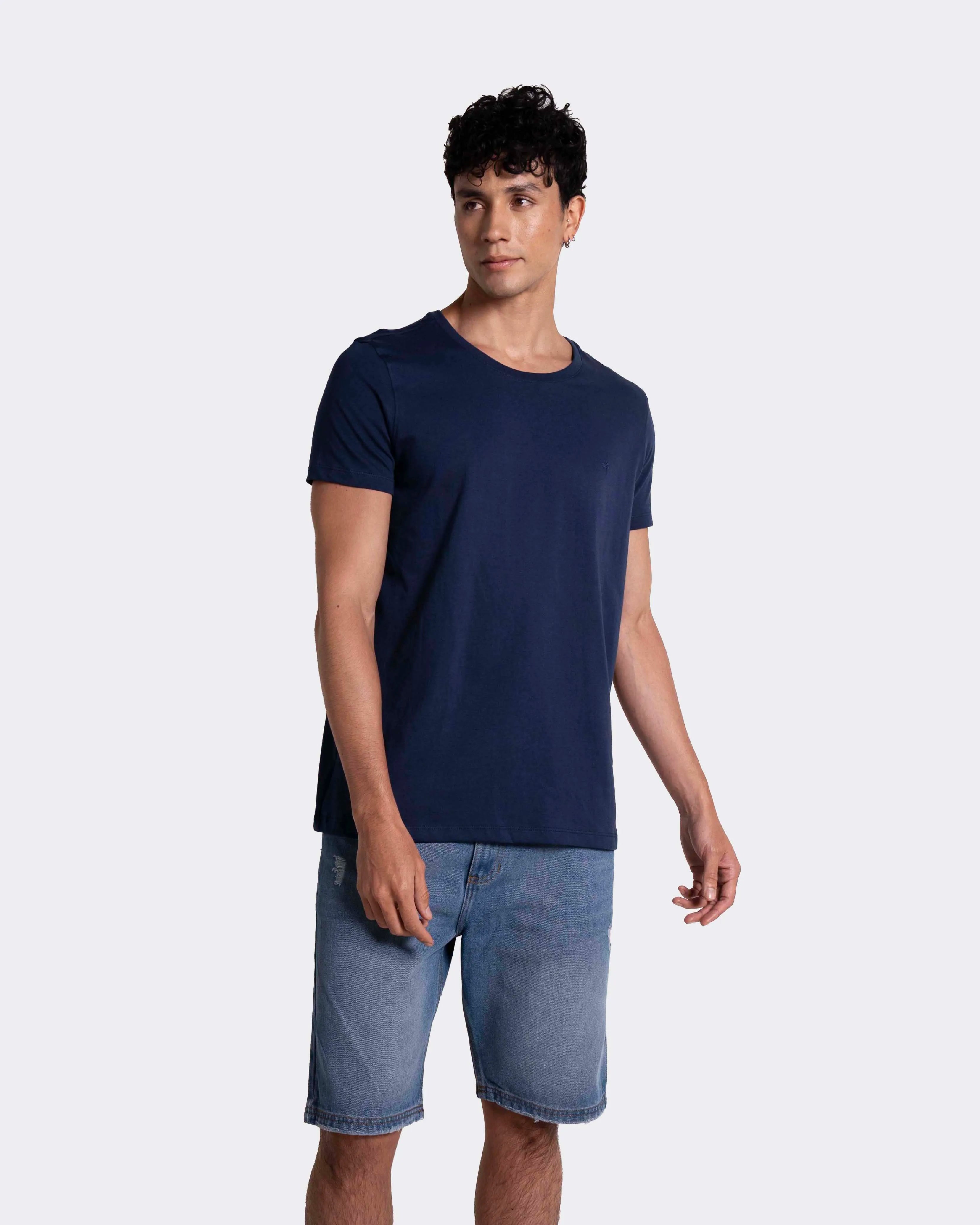 Camiseta básica para hombre manga corta cuello redondo