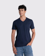 Camiseta básica para hombre manga corta cuello V