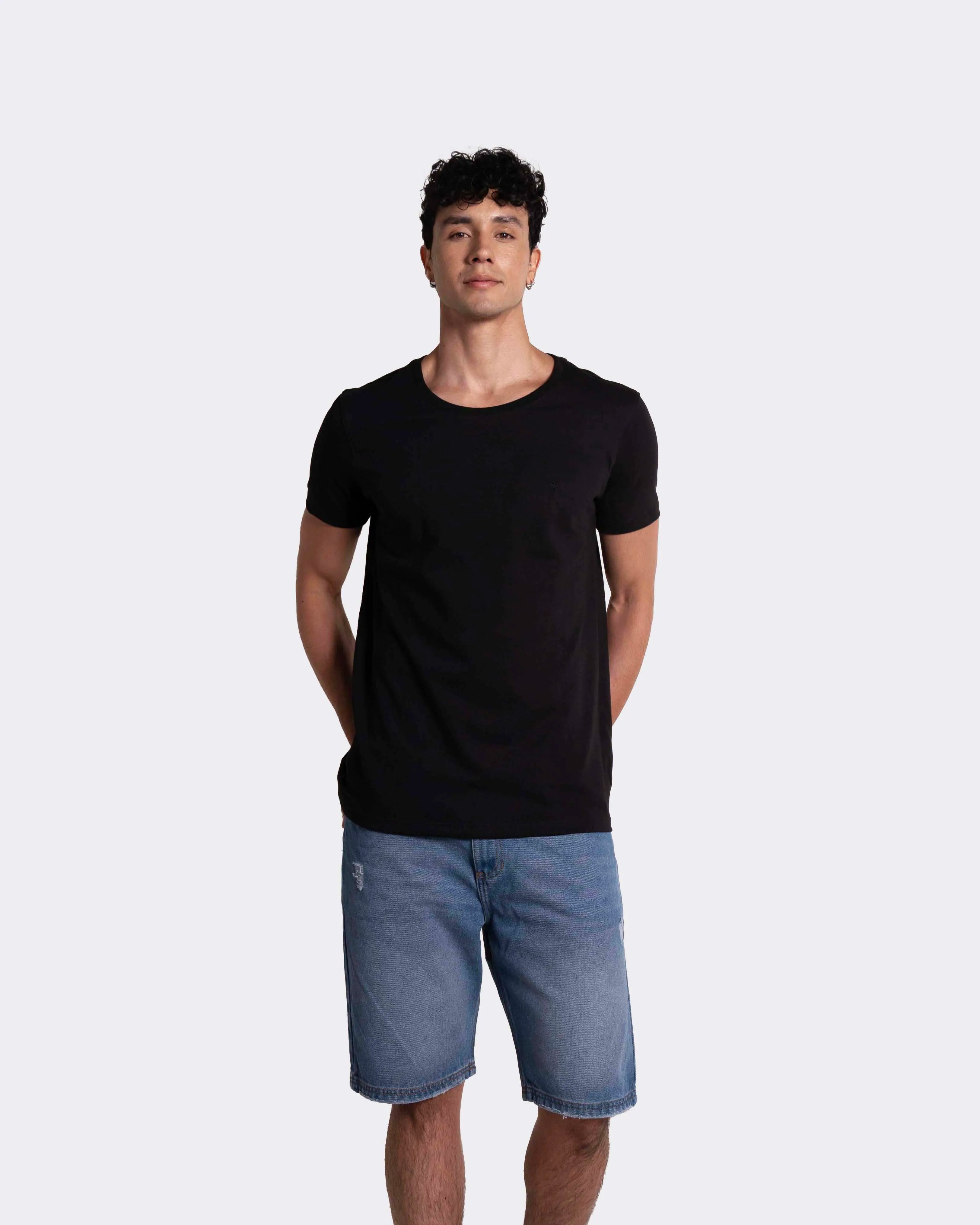 Camiseta básica para hombre manga corta cuello redondo