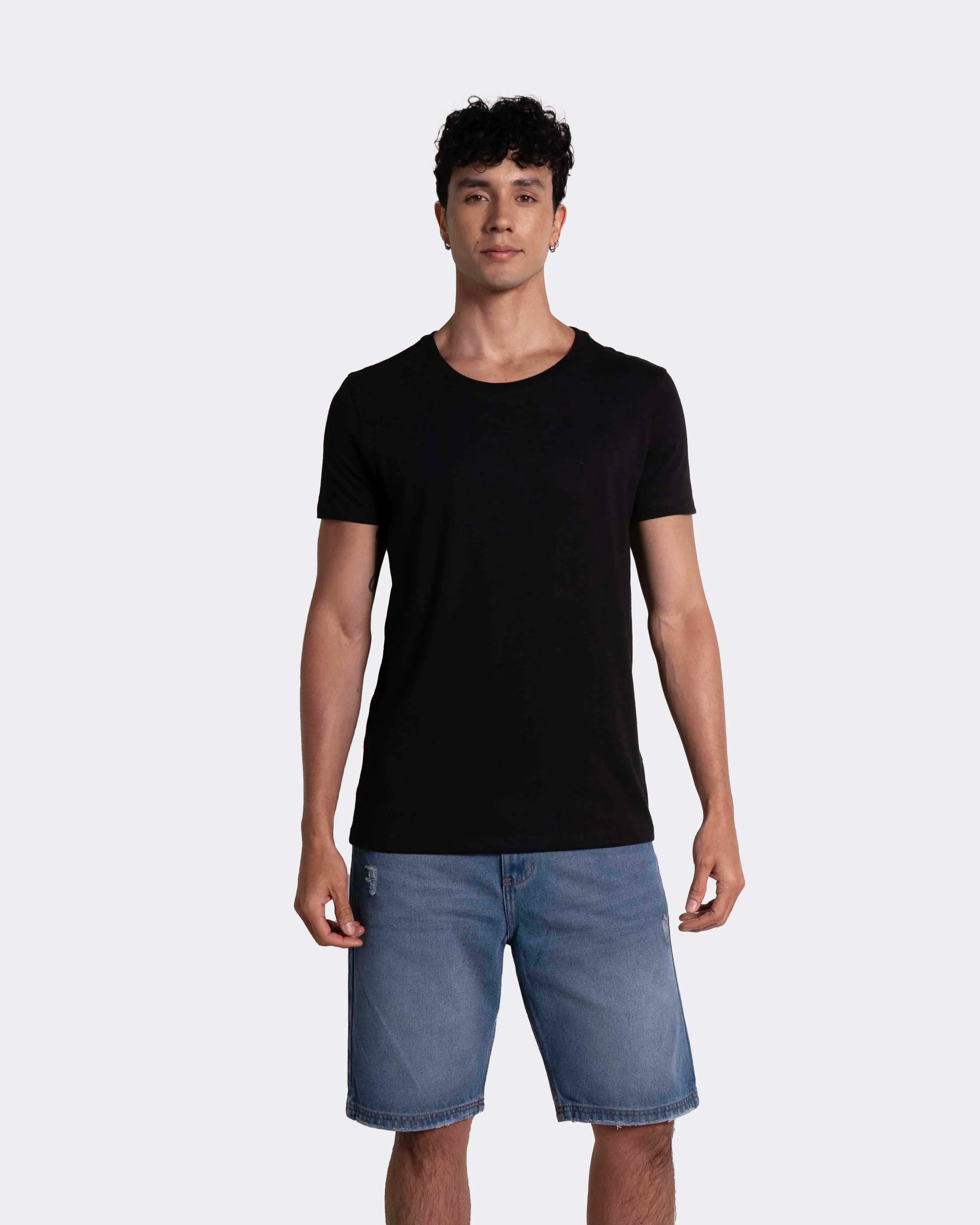 Camiseta básica para hombre manga corta cuello redondo