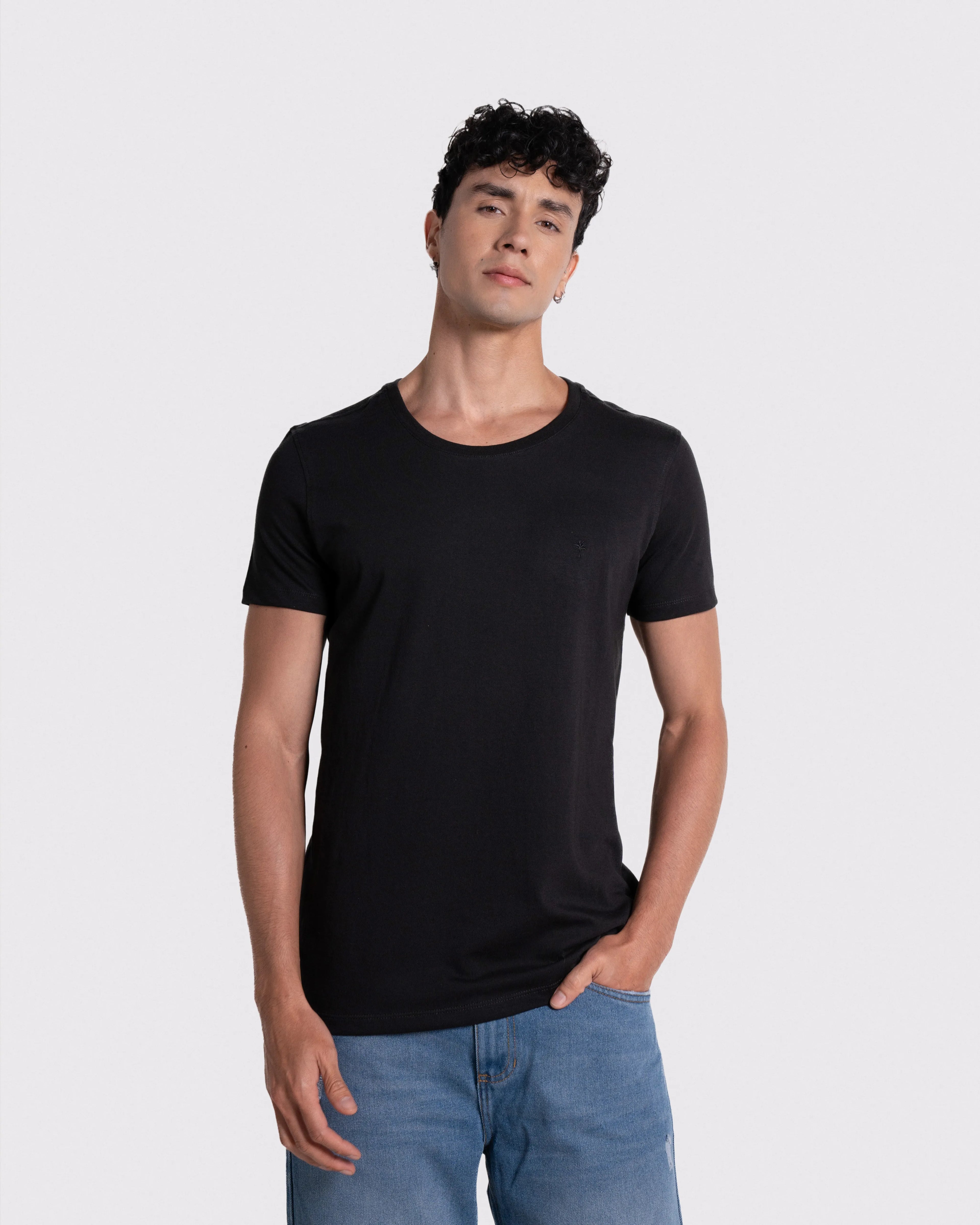Camiseta básica para hombre manga corta cuello redondo