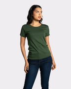Camiseta básica mujer manga corta cuello redondo