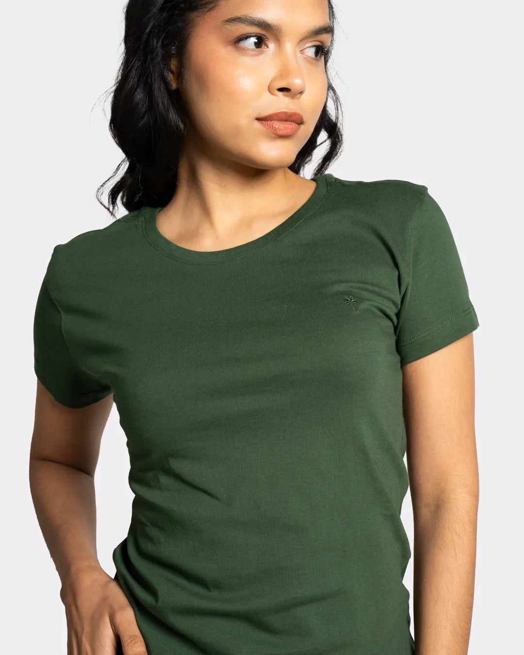 Camiseta básica mujer manga corta cuello redondo