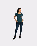 Camiseta básica mujer manga corta cuello V