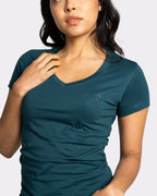 Camiseta básica mujer manga corta cuello V