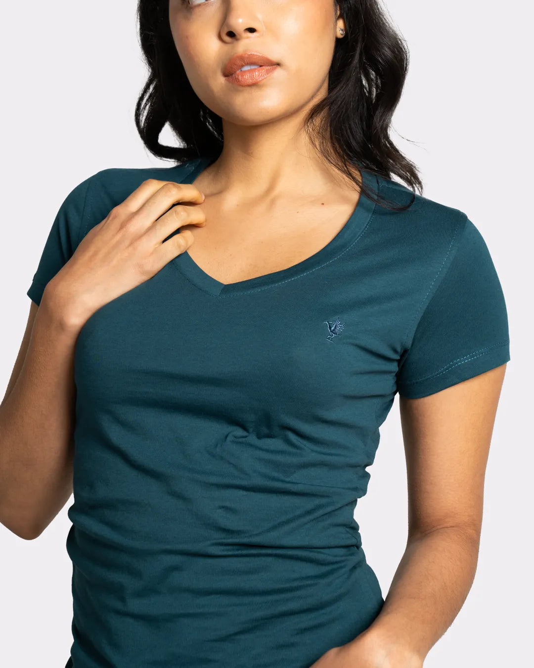 Camiseta básica mujer manga corta cuello V