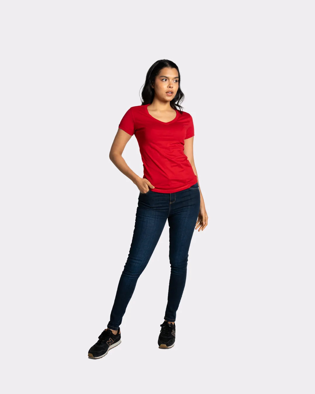 Camiseta básica mujer manga corta cuello V