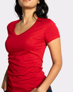 Camiseta básica mujer manga corta cuello V
