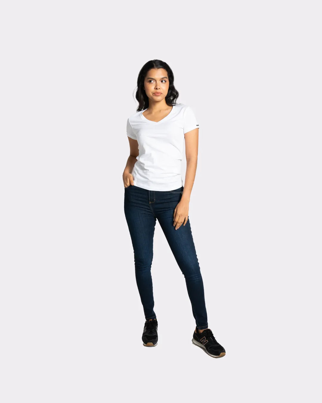 Camiseta básica mujer manga corta cuello V
