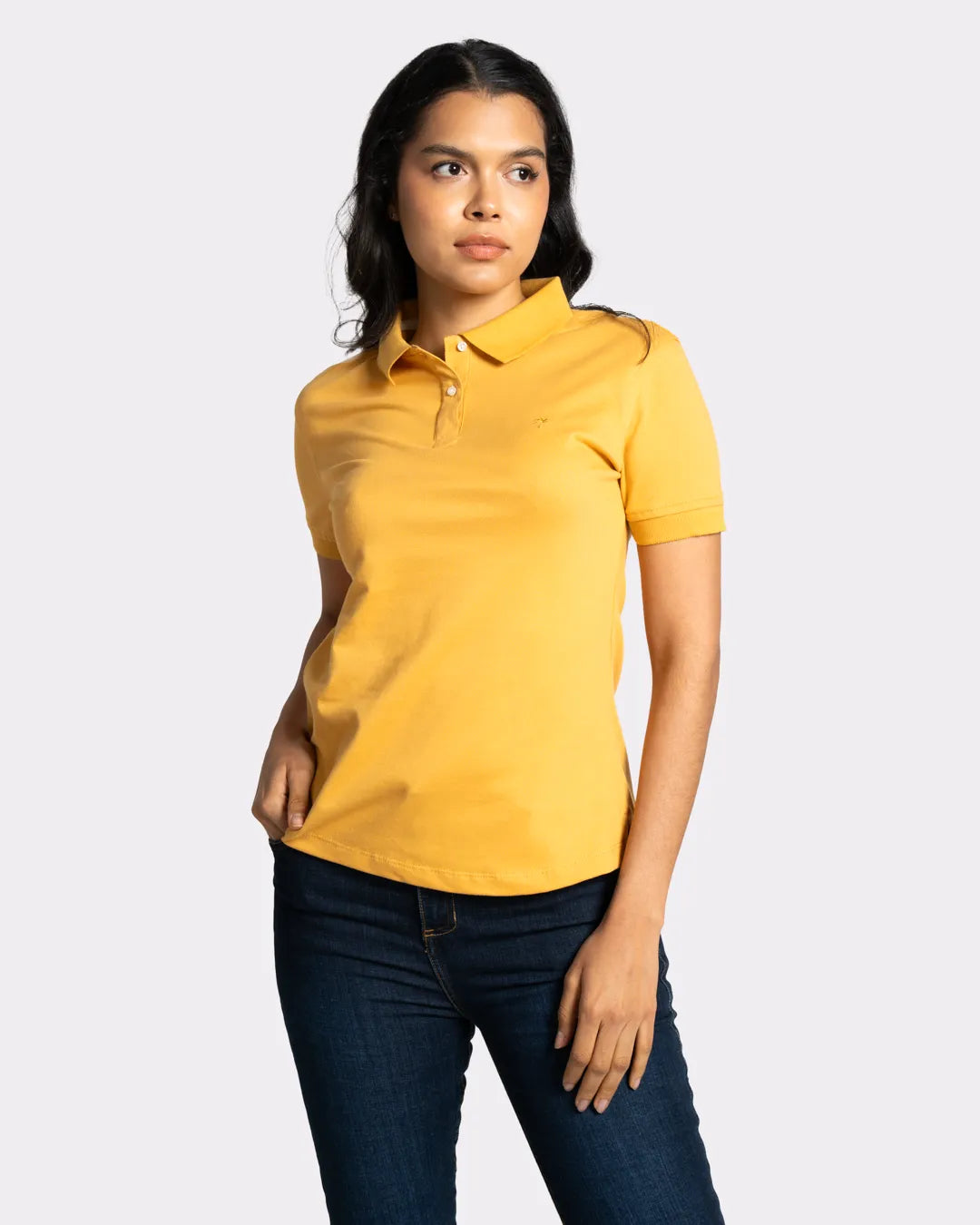camiseta polo par mujer amarilla basica