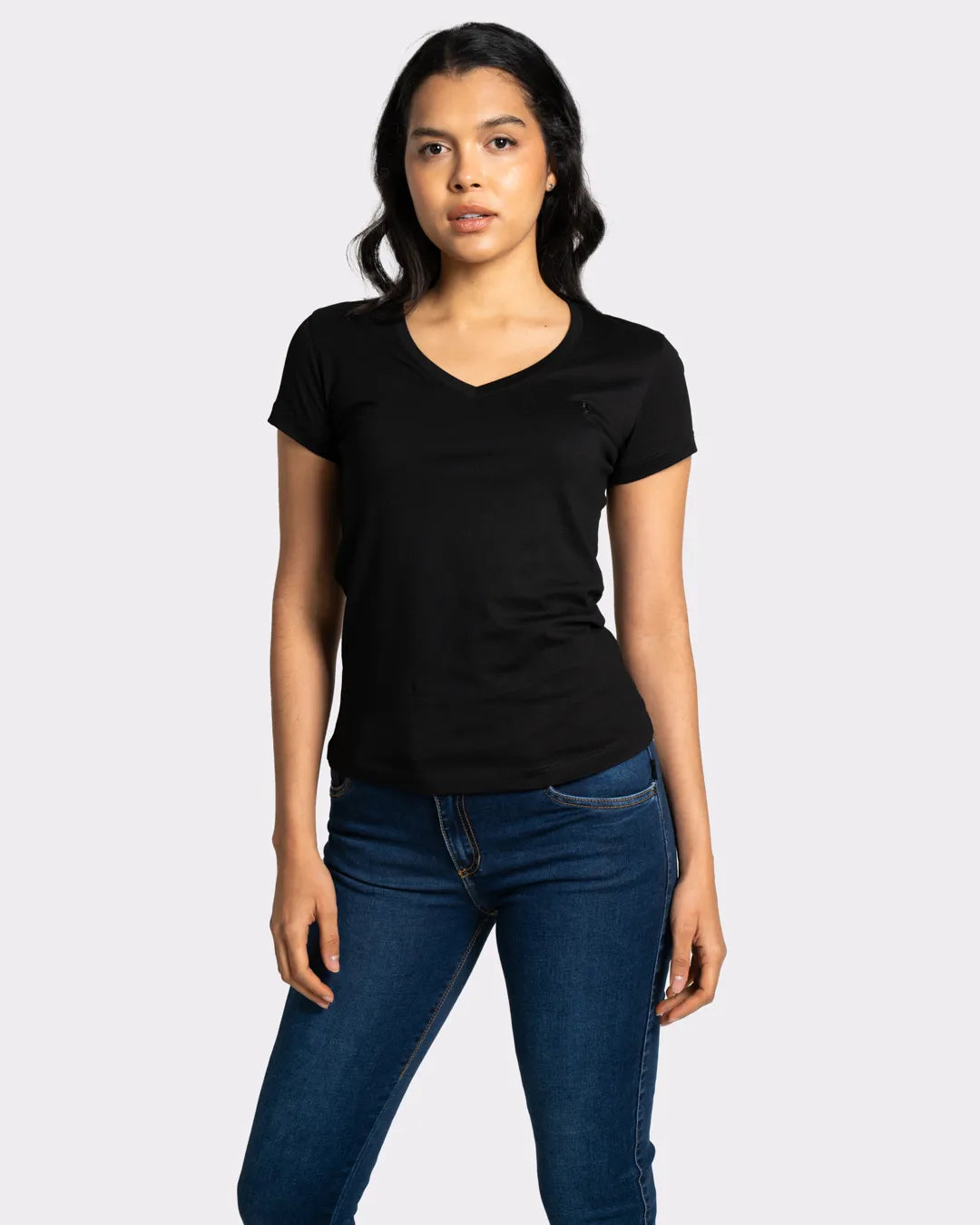 Camiseta básica de mujer manga corta cuello V