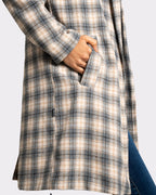 Abrigo para mujer de cuadros color gris