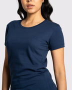 Camiseta básica mujer manga corta cuello redondo