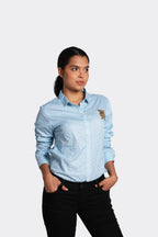 Blusa para mujer manga larga estampada azul