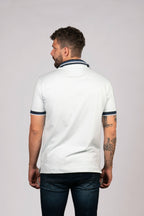 Camiseta Tipo Polo Azul Celeste con Detalles en Azul Claro