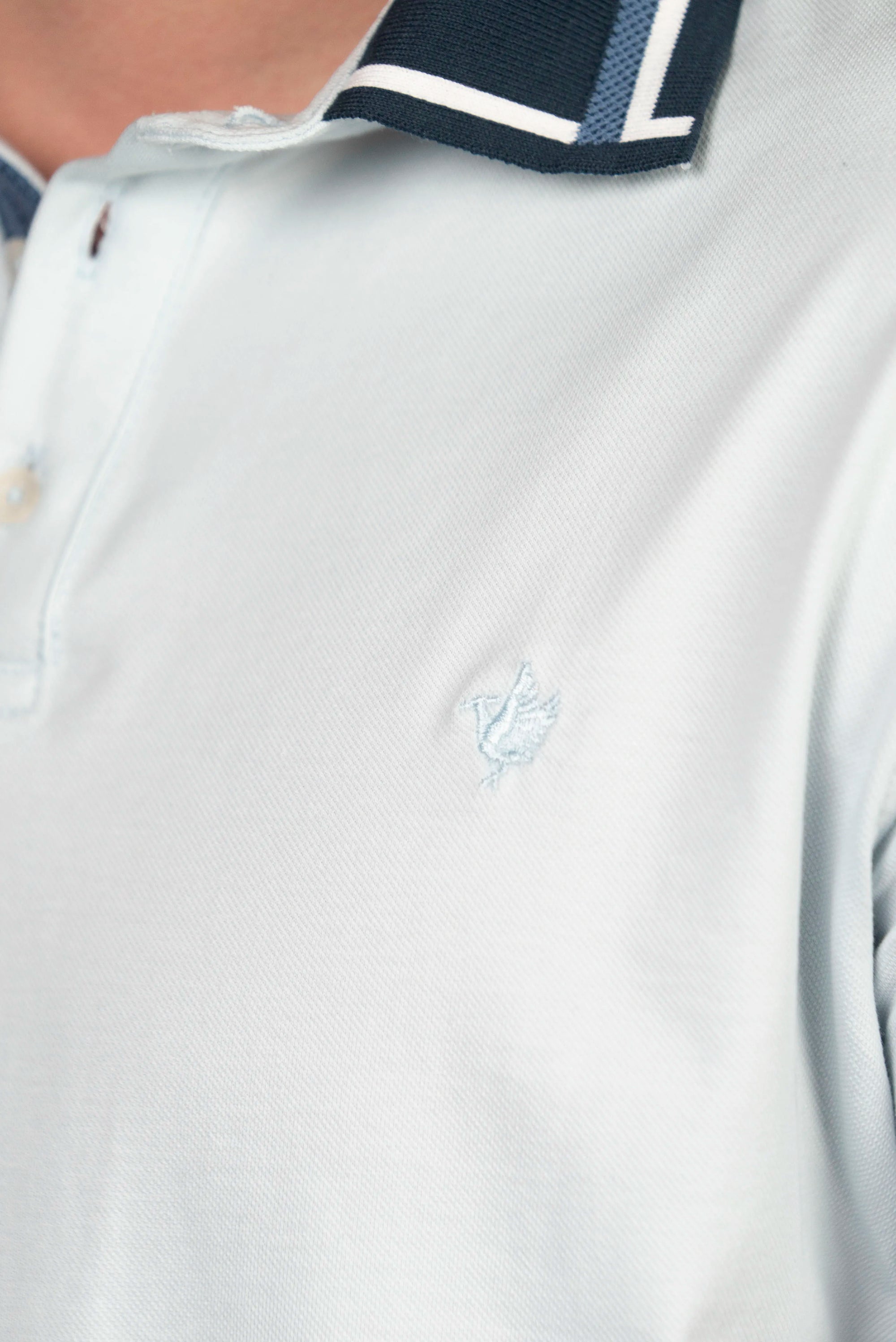 Camiseta Tipo Polo Azul Celeste con Detalles en Azul Claro
