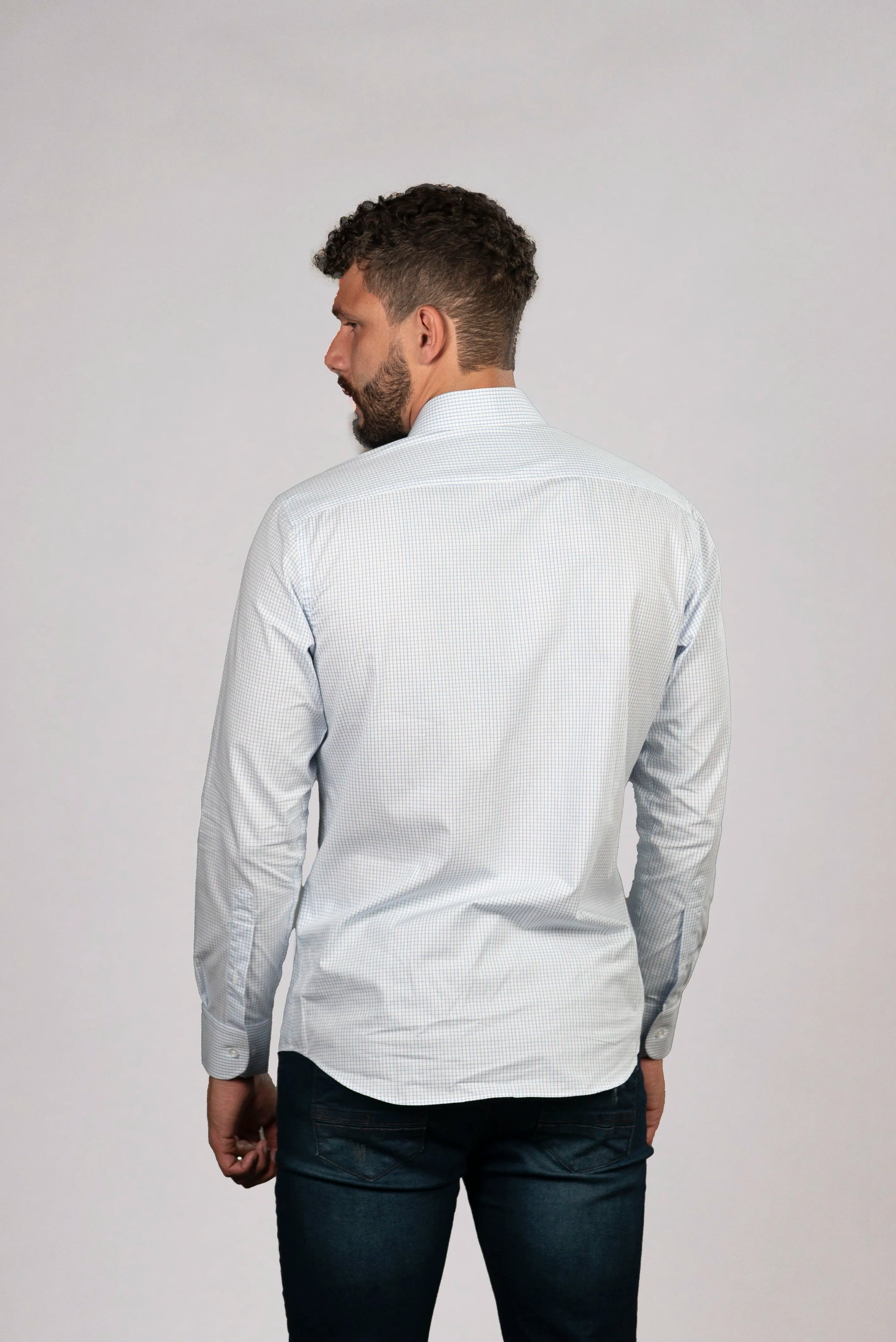 Camisa de Cuadros con Detalles Azules
