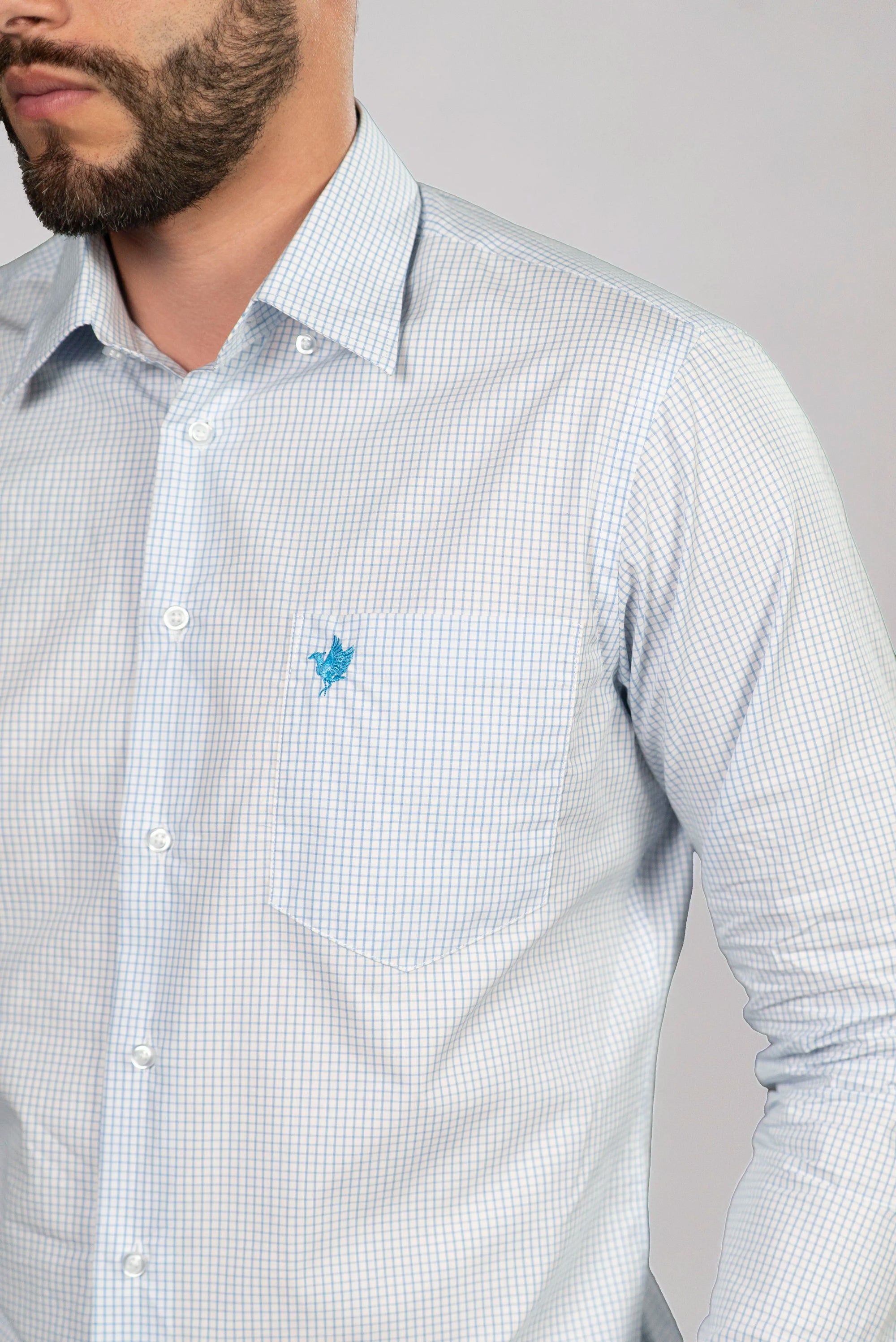 Camisa de Cuadros con Detalles Azules