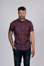 Camisa Vinotinto con Estampado Floral