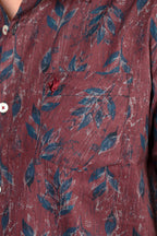 Camisa Vinotinto con Estampado Floral