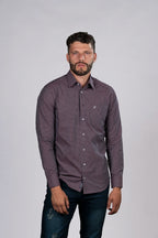 Camisa de Cuadros Vinotinto con Detalles en Blanco