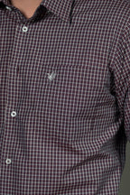 Camisa de Cuadros Vinotinto con Detalles en Blanco
