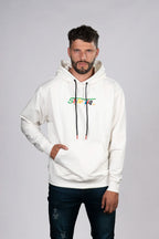 Hoodie Blanco con Estampado Colorido y Logo Style Liq