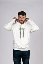 Hoodie Blanco con Estampado Colorido y Logo Style Liq