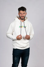 Hoodie Blanco con Estampado Colorido y Logo Style Liq