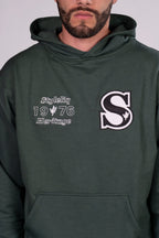 Hoodie Verde con Estampado "Style Liq 1976 Heritage"
