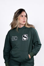 Hoodie Verde con Estampado "Style Liq 1976 Heritage" (mujer)