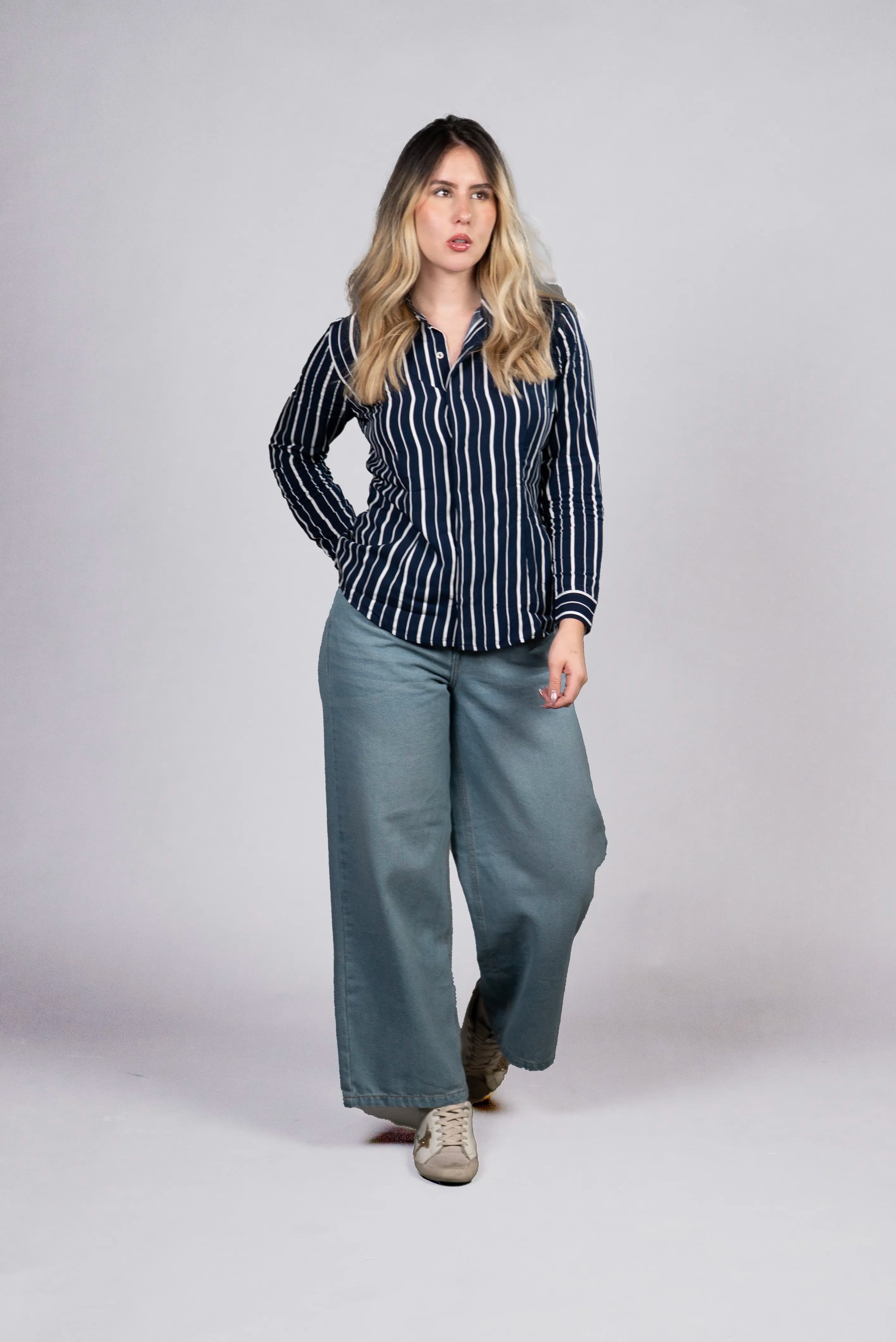 Blusa a Rayas Azul