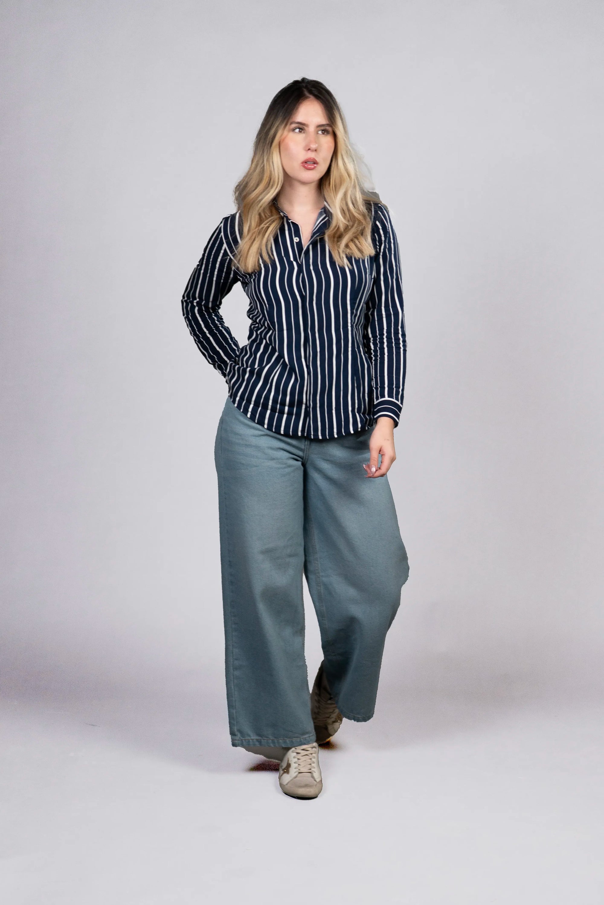 Blusa a Rayas Azul