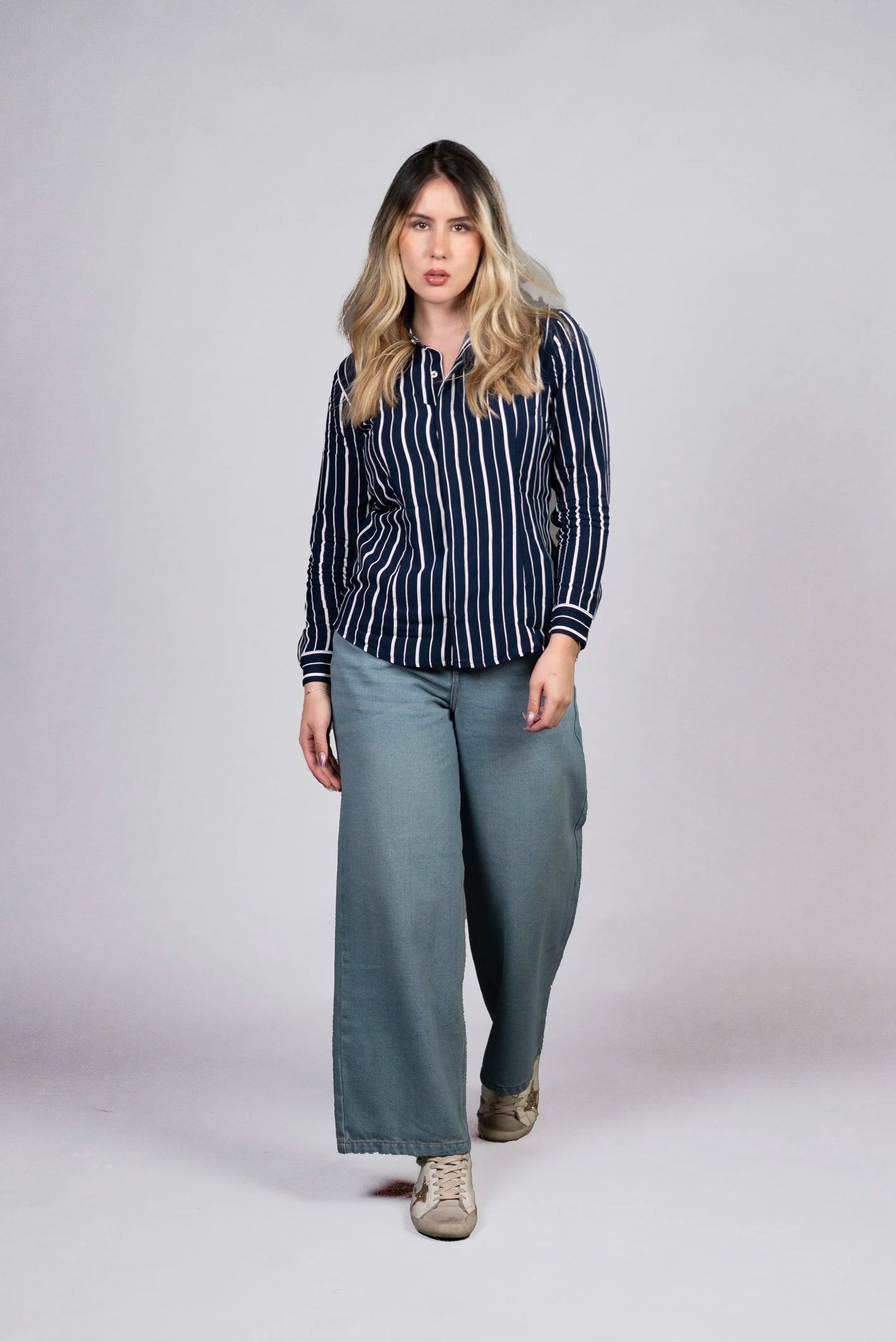 Blusa a Rayas Azul