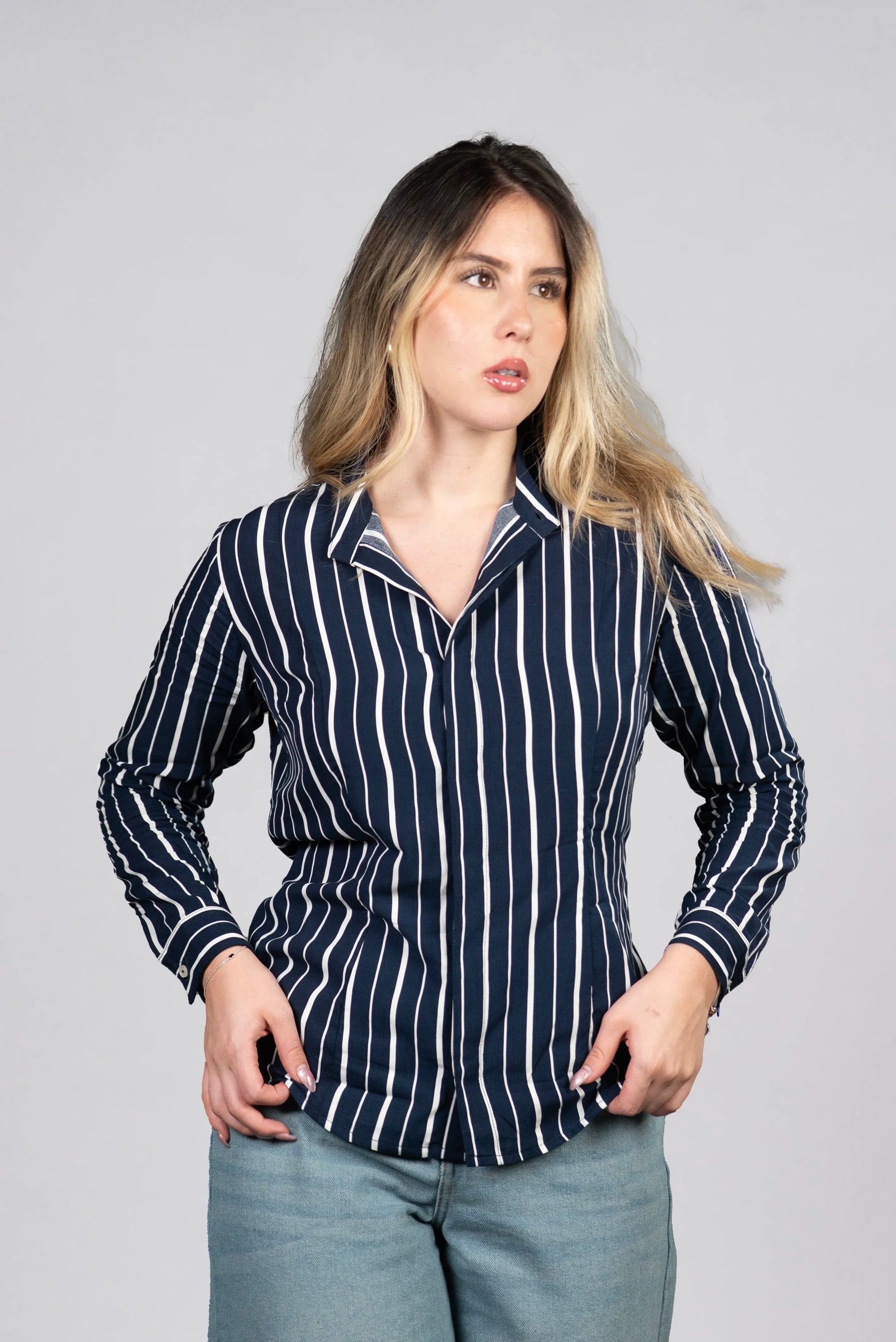 Blusa a Rayas Azul