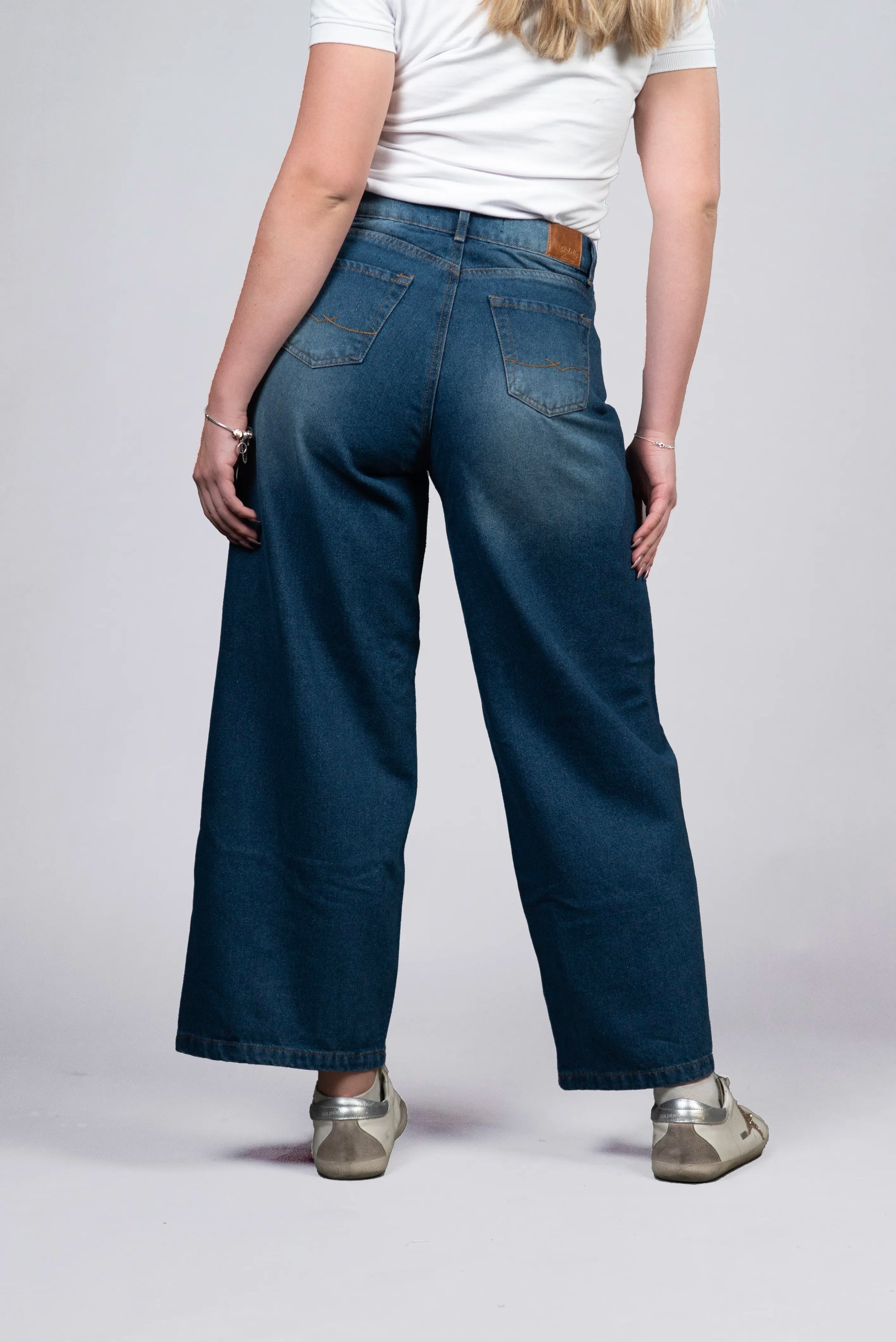 Jeans de Corte Ancho Azul Oscuro