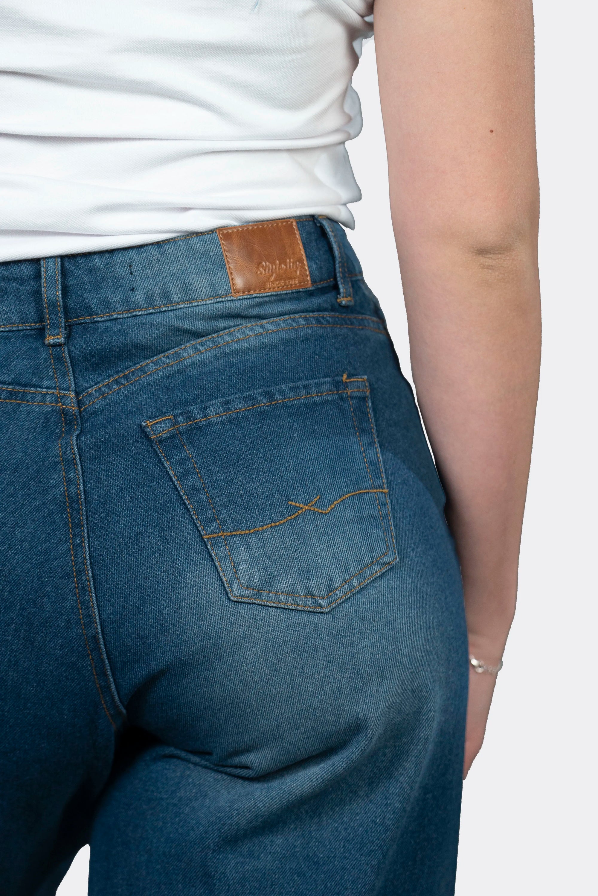 Jeans de Corte Ancho Azul Oscuro