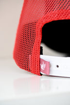 Gorra unisex Drill color blanca/malla roja