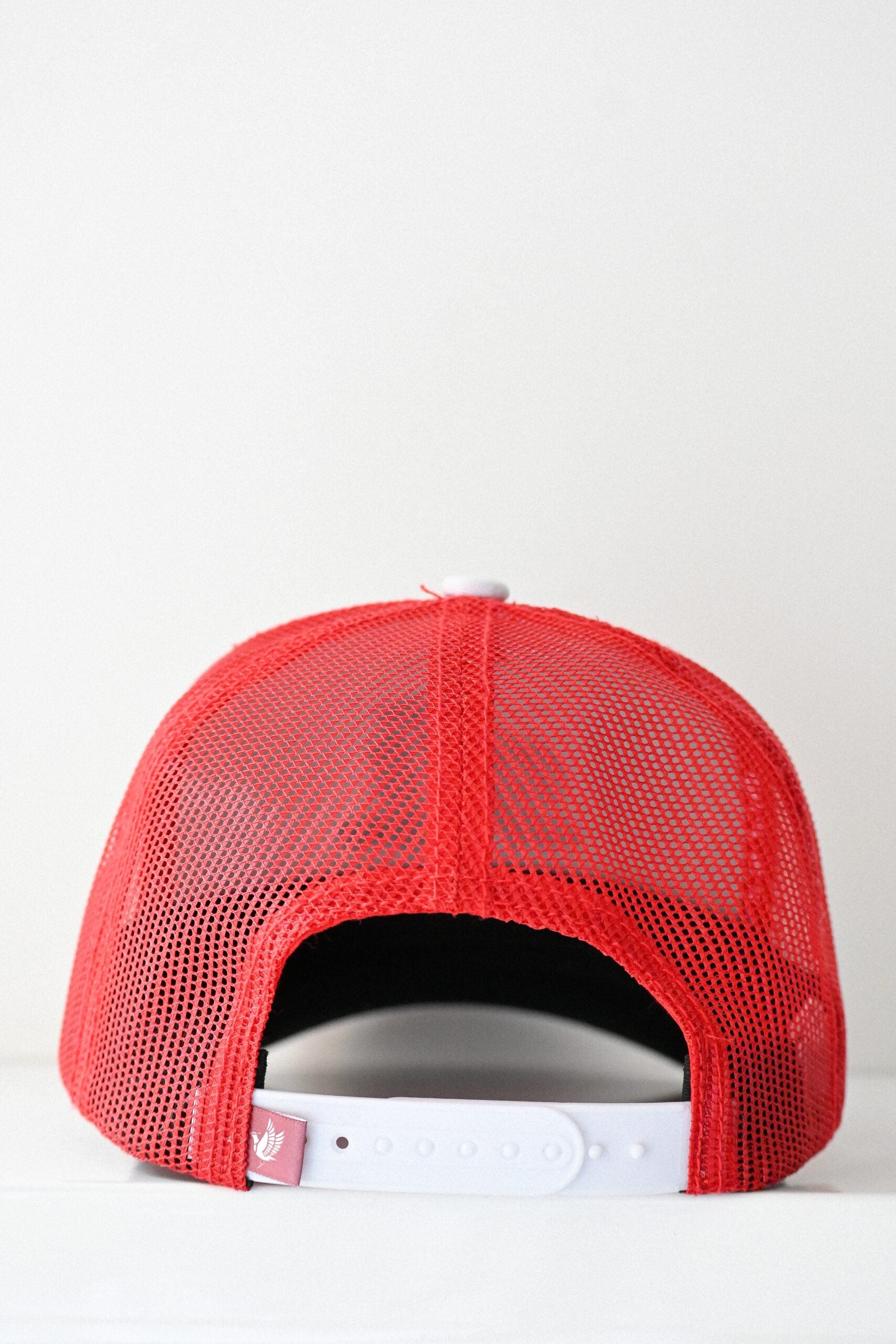 Gorra unisex Drill color blanca/malla roja