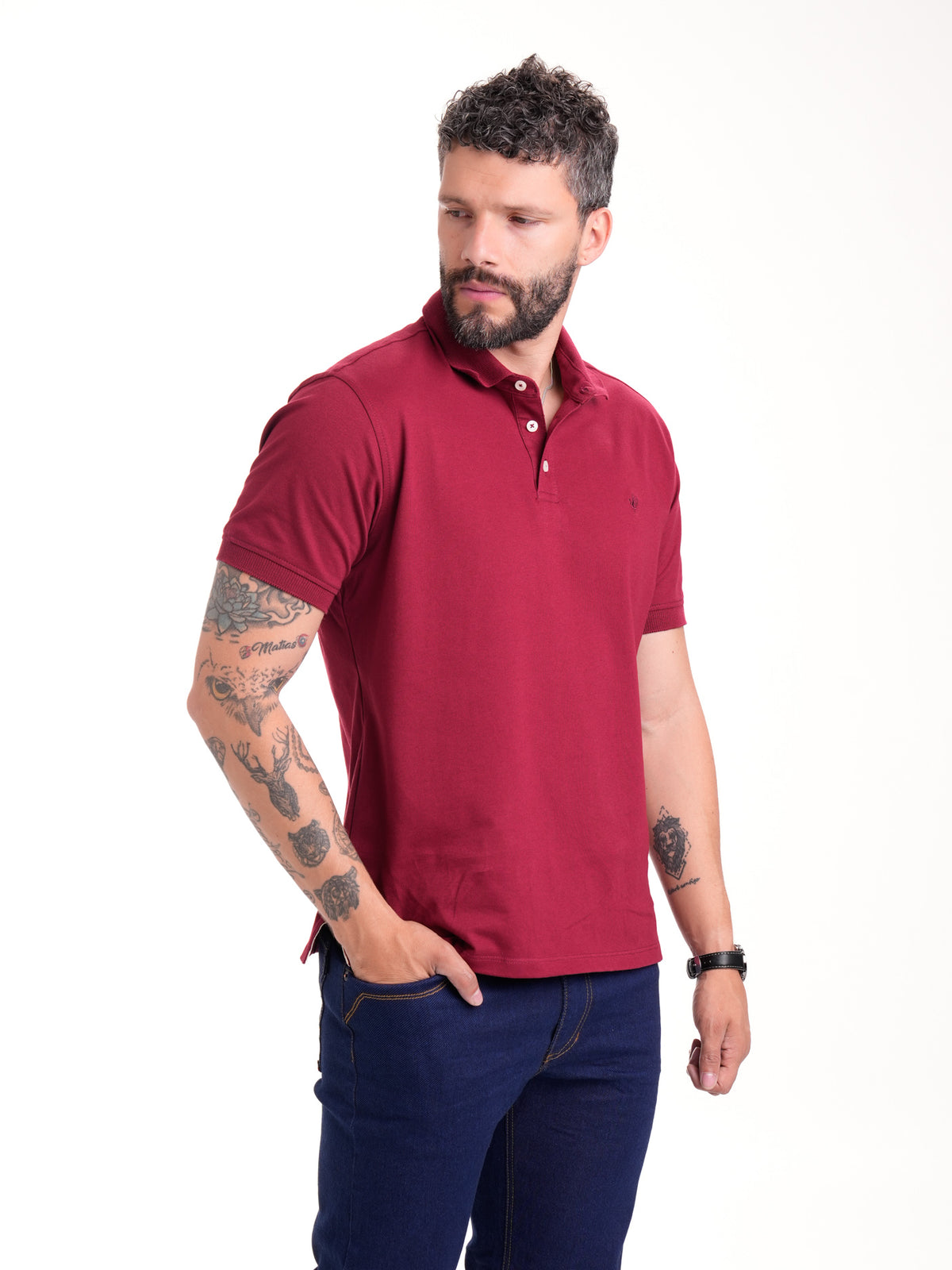 Polo Básico Masculino | Vinotinto