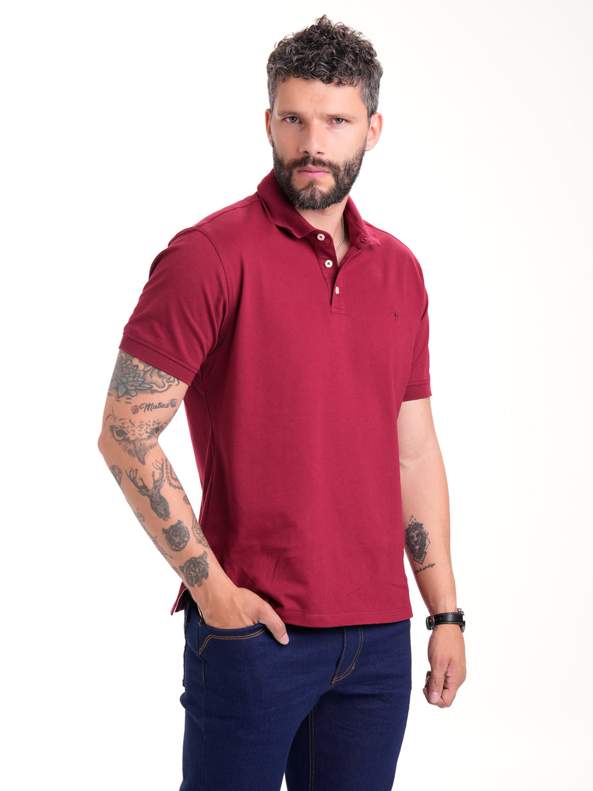Polo Básico Masculino | Vinotinto