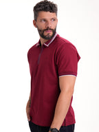 Polo Moda Masculino | Vinotinto con Cremallera y Franjas Blancas — foto 3