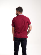 Polo Moda Masculino | Vinotinto con Cremallera y Franjas Blancas — foto 6