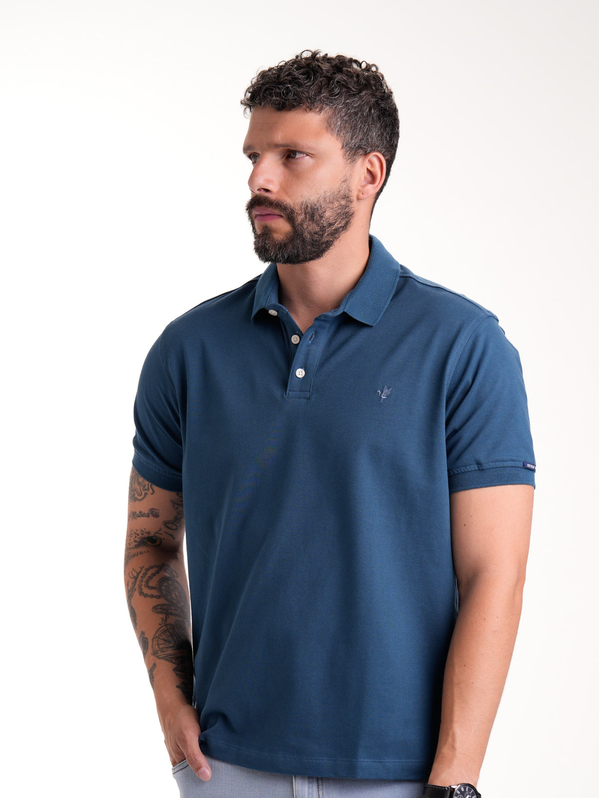 Polo Básico Masculino | Azul Petróleo